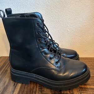 a new day Black Lace Up combat Boots size 7